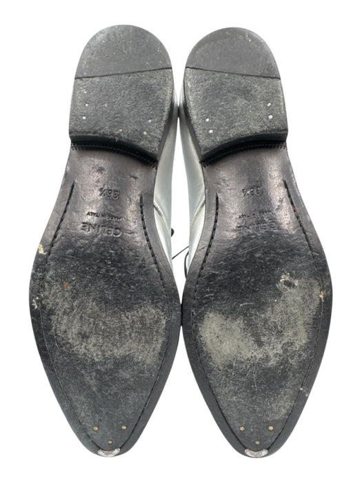 Celine Shoe Size 36.5 Silver Leather Metallic Lace Up Flat Closed Toe Shoes Silver / 36.5