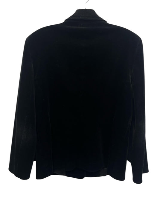 Escada Size 40 Black Cotton Velvet Stitch Detail 2 Button Blazer Jacket Black / 40