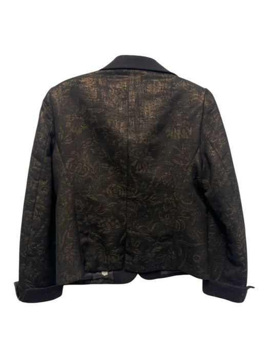 Etro Size 48 Black & Gold Wool & Polyester Metallic Thread Buttons Collar Jacket Black & Gold / 48