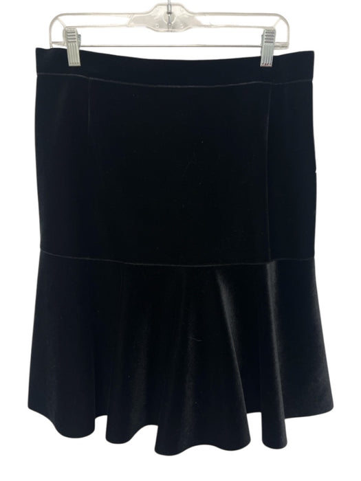 Akris Punto Size 12 Black Polyester Velvet Back Zip Peplum Knee length Skirt Black / 12