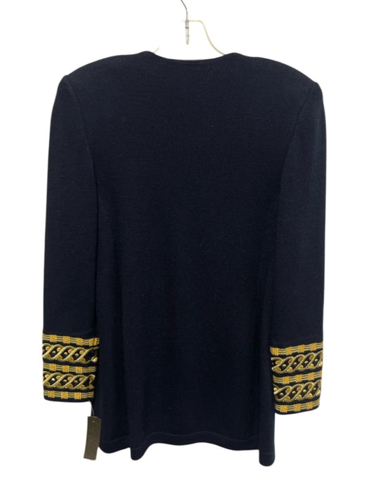 St John Evening Size 4 Navy blue & gold Wool & Rayon Embroidered Knit Jacket Navy blue & gold / 4