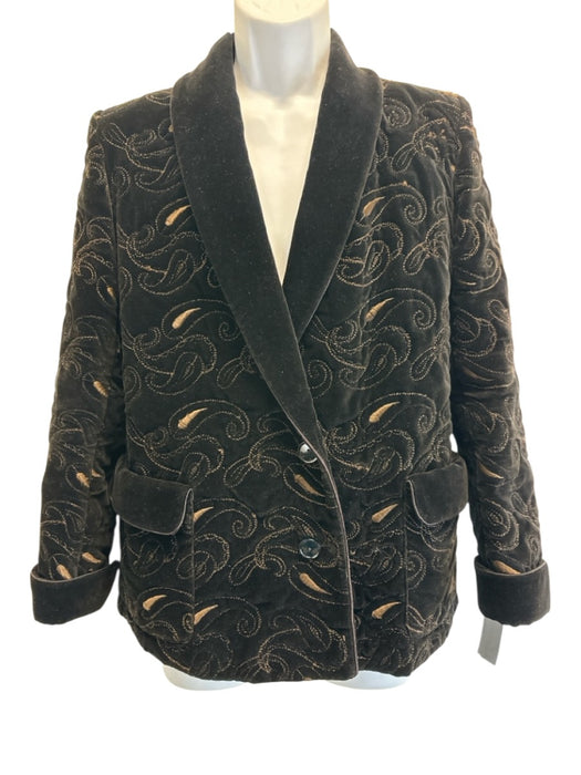 Fendi 365 AS IS Black & Brown Cotton Paisley Vintage 2 Button Men's Blazer Black & Brown / 40
