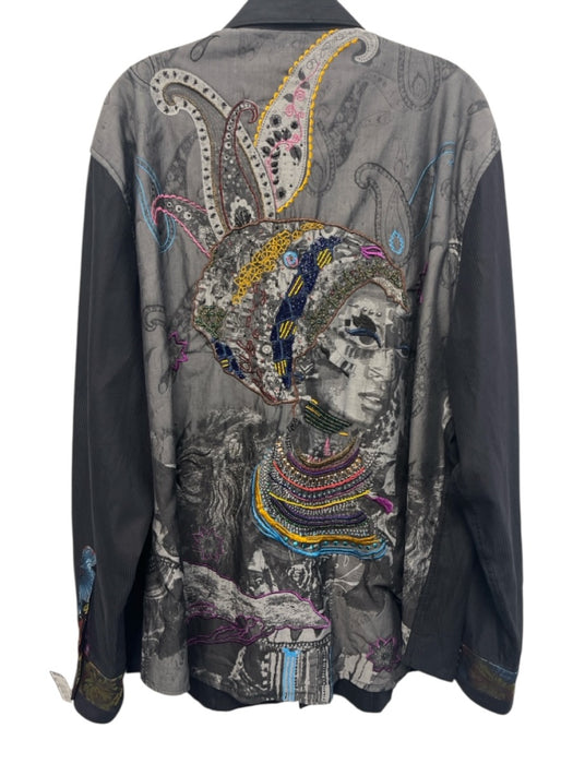 Robert Graham Size 3XL Black & Multi Cotton All Over Print Long Sleeve Shirt Black & Multi / 3XL