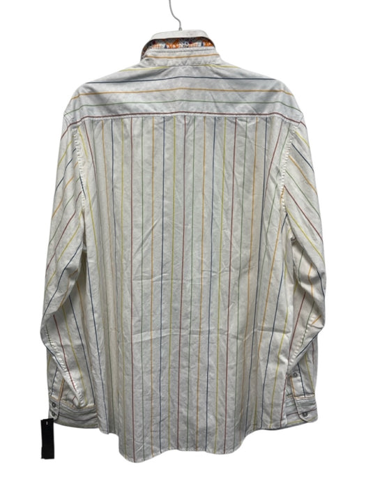 Robert Graham Size XXL White & Multi Cotton Striped Men's Long Sleeve Shirt White & Multi / XXL