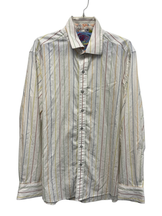 Robert Graham Size XXL White & Multi Cotton Striped Men's Long Sleeve Shirt White & Multi / XXL