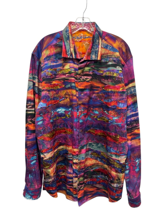 Robert Graham Size 2XL Purple & Multi Cotton All Over Print Long Sleeve Shirt Purple & Multi / 2XL