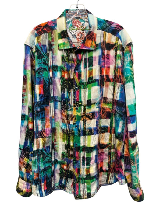 Robert Graham Size 2XL White & Multi Cotton All Over Print Long Sleeve Shirt White & Multi / 2XL