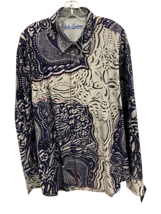 Robert Graham Size 2XL Purple & Multi Cotton All Over Print Long Sleeve Shirt Purple & Multi / 2XL