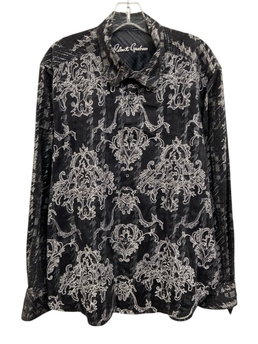 Robert Graham Size 2XL Black, White & Gray Cotton Button Down Long Sleeve Shirt Black, White & Gray / 2XL