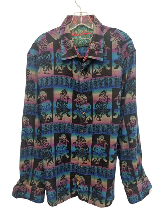 Robert Graham Size 2XLT Black & Multi Cotton All Over Print Long Sleeve Shirt Black & Multi / 2XLT
