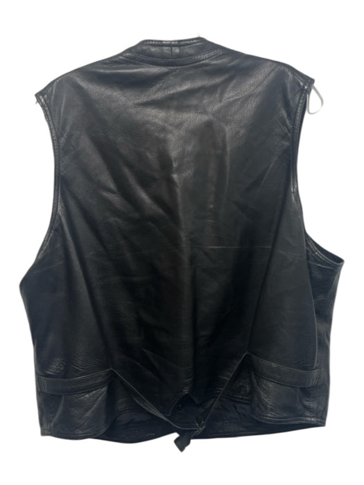 Bally Size XL Black Leather Solid Buckle Detail Buttons Men's Vest Black / XL