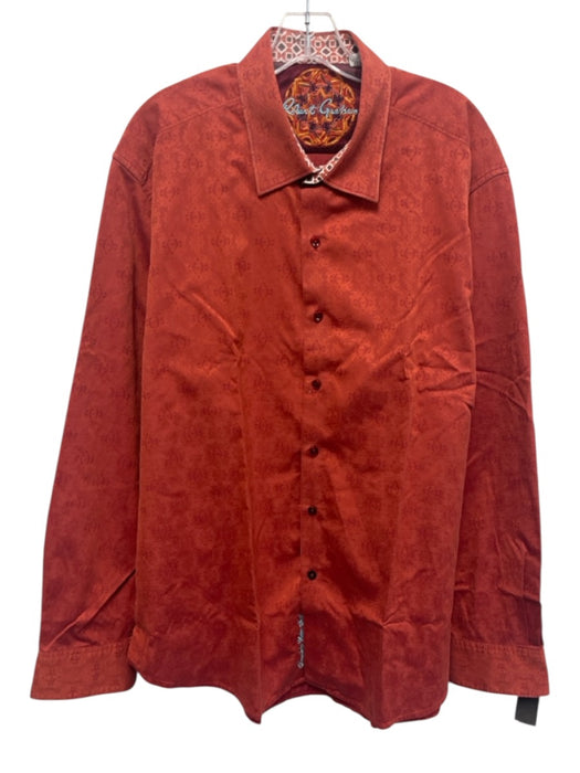 Robert Graham Size 2XL Orange Cotton All Over Print Men's Long Sleeve Shirt Orange / 2XL