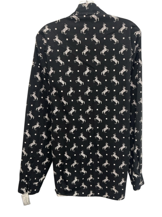 Versace Jeans Co. Size L Black & White Cotton Zebra Men's Long Sleeve Shirt Black & White / L