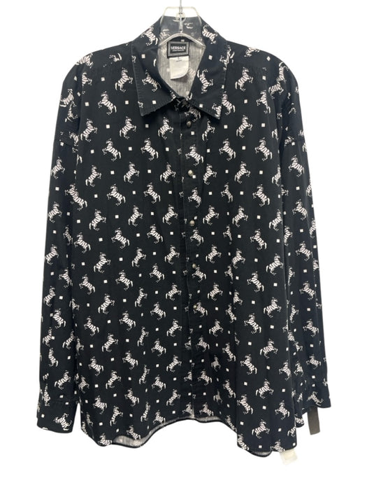 Versace Jeans Co. Size L Black & White Cotton Zebra Men's Long Sleeve Shirt Black & White / L
