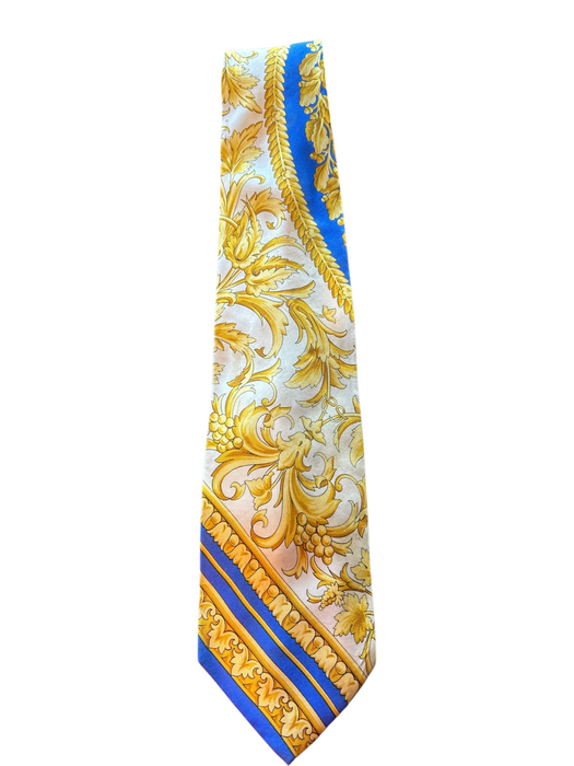 Gianni Versace Gold & Multi Silk All Over Print Men's Tie Gold & Multi