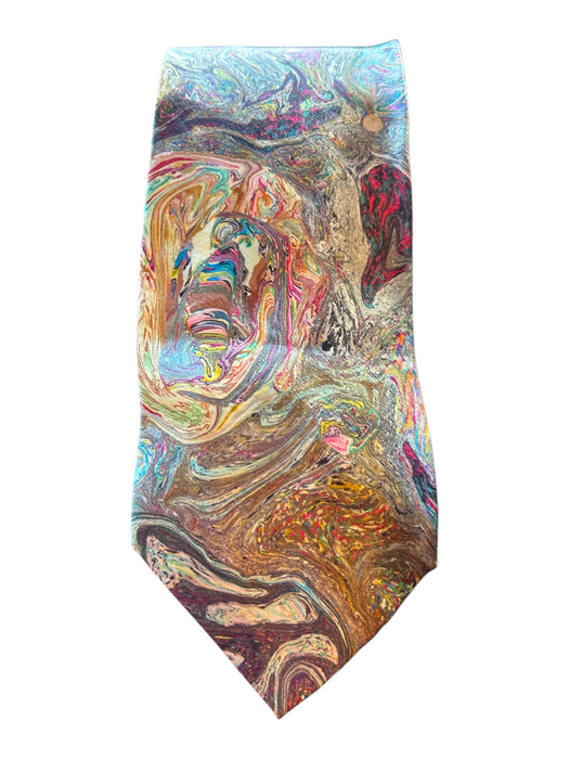 Brioni Gray & Multi-Color Silk All Over Print Men's Tie Gray & Multi-Color