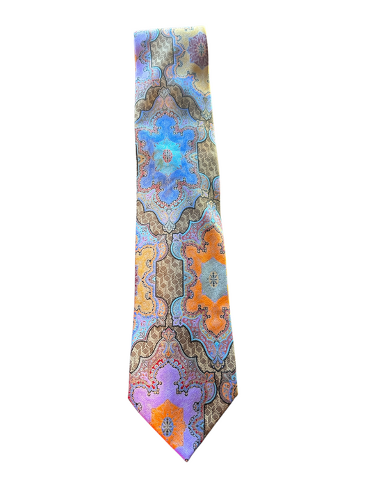 Ermenegildo Zegna Purple & Multi Silk All Over Print Men's Tie Purple & Multi