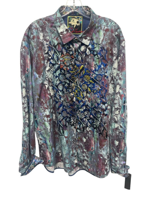 Robert Graham Size XXL Blue & Multi Cotton All Over Print Long Sleeve Shirt Blue & Multi / XXL