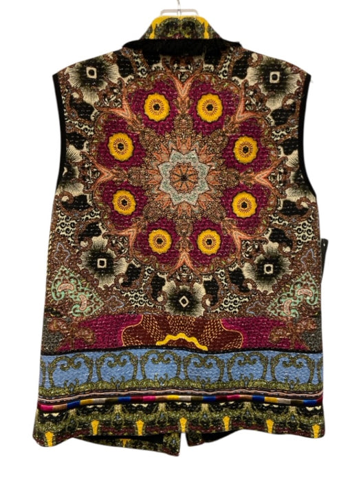 Etro Size 42 Black & Multi Color Cotton Blend Embroidered Floral Paisley Vest Black & Multi Color / 42