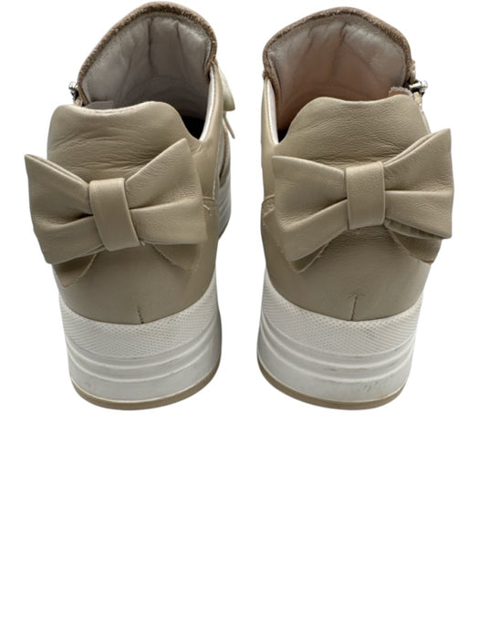 Nero Giardini Shoe Size 38 Beige Leather Upper Round Toe Zip Detail Sneakers Beige / 38