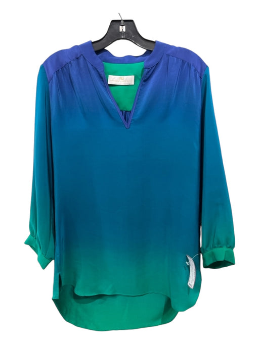 Amanda Uprichard Size P/XS Green & Blue Silk Tie Dye Long Sleeve Top Green & Blue / P/XS