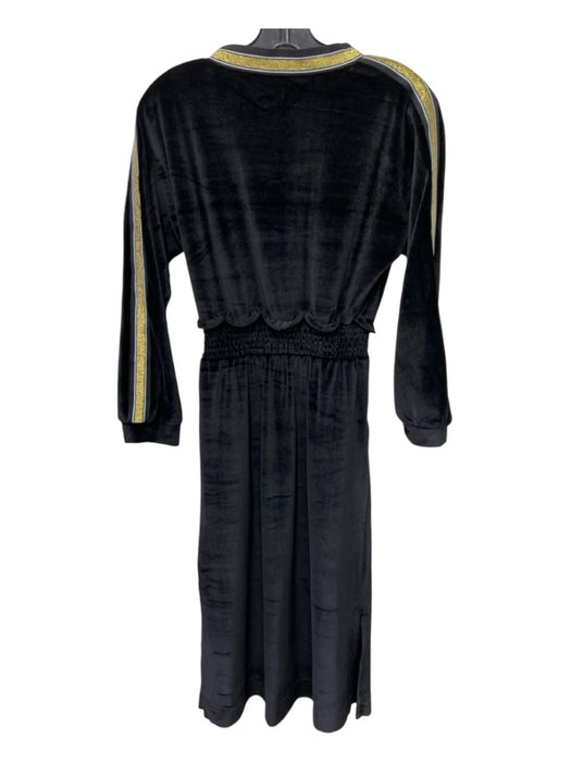 Buru Size XS Black & Gold Polyester Velour Metallic Stripe Long Sleeve Dress Black & Gold / XS