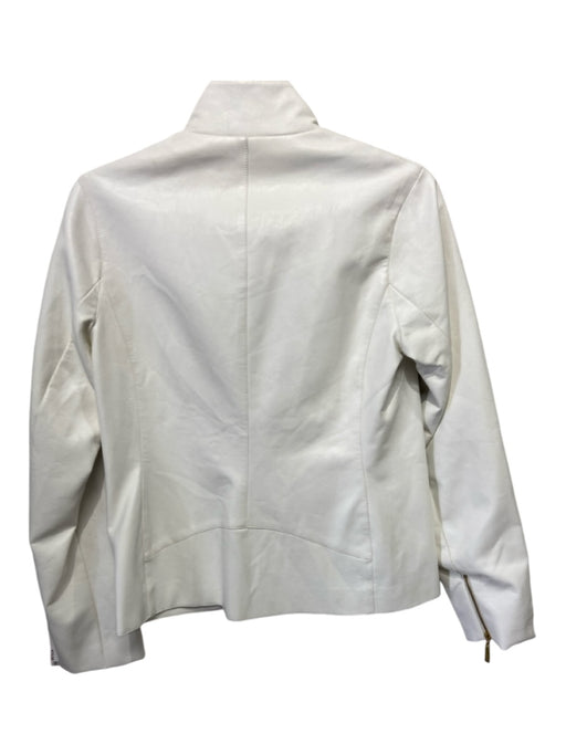 Julie Brown Size 2 White Faux Leather Moto Long Sleeve Jacket White / 2