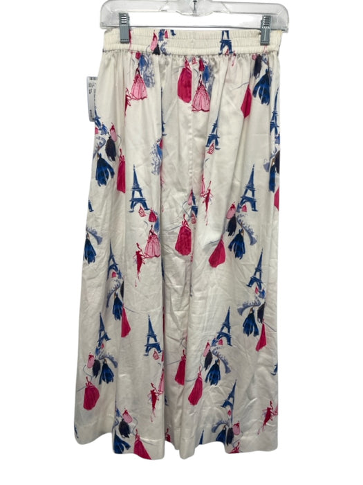 Buru Size S/M White, Blue, Pink Polyester Blend Paris Elastic Waist Midi Skirt White, Blue, Pink / S/M