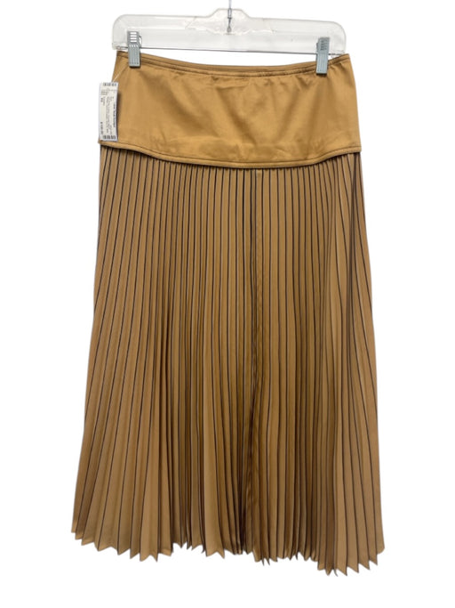 Cartolina Size XS Tan Brown & Black Polyester Blend Pleated Side Zip Midi Skirt Tan Brown & Black / XS