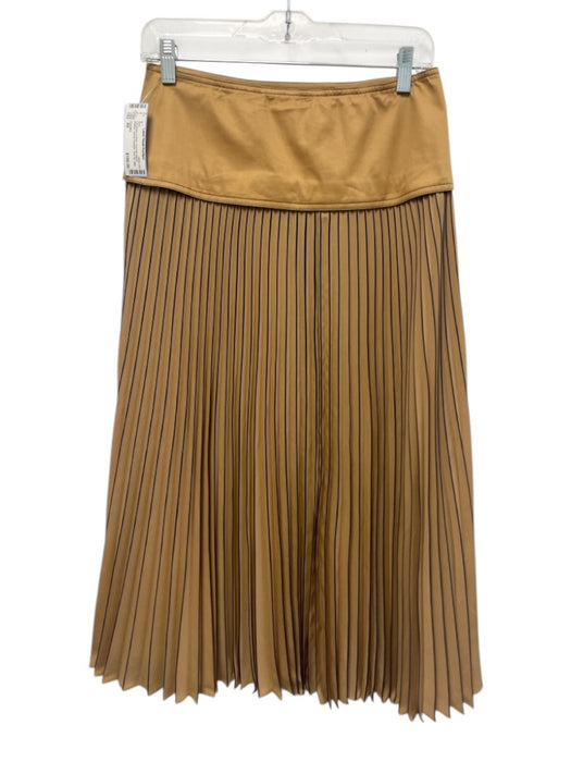 Cartolina Size XS Tan Brown & Black Polyester Blend Pleated Side Zip Midi Skirt Tan Brown & Black / XS