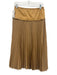 Cartolina Size XS Tan Brown & Black Polyester Blend Pleated Side Zip Midi Skirt Tan Brown & Black / XS