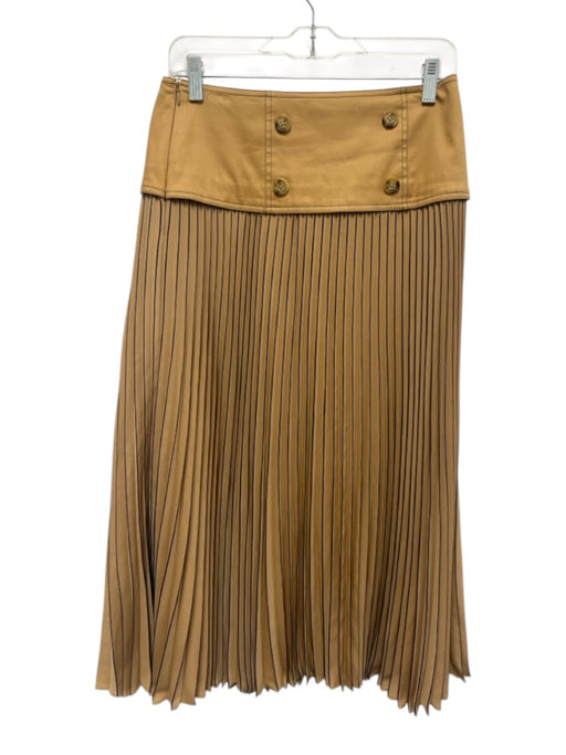 Cartolina Size XS Tan Brown & Black Polyester Blend Pleated Side Zip Midi Skirt Tan Brown & Black / XS