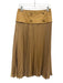 Cartolina Size XS Tan Brown & Black Polyester Blend Pleated Side Zip Midi Skirt Tan Brown & Black / XS