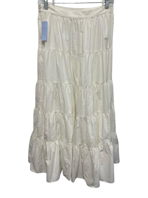 Ulla Johnson Size 4 White Cotton Gathered Side Zip Midi Skirt White / 4