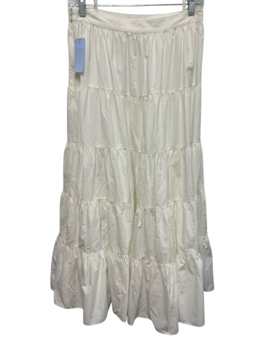 Ulla Johnson Size 4 White Cotton Gathered Side Zip Midi Skirt White / 4