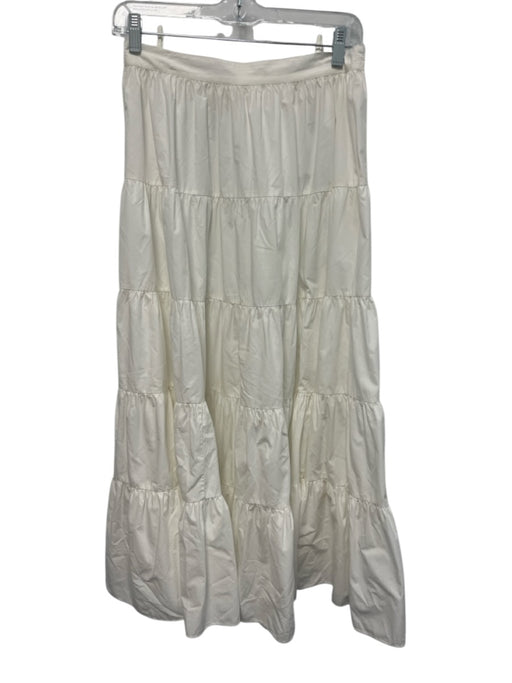 Ulla Johnson Size 4 White Cotton Gathered Side Zip Midi Skirt White / 4