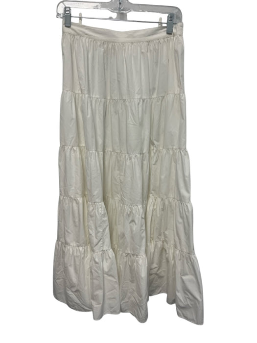 Ulla Johnson Size 4 White Cotton Gathered Side Zip Midi Skirt White / 4