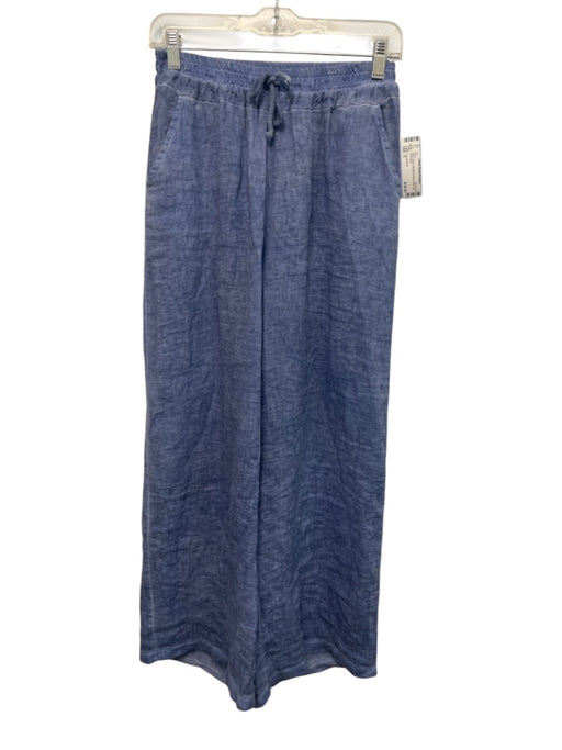 Tempo Paris Size S Blue Linen Drawstring Waist Wide Leg Pants Blue / S