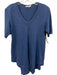Wilt Size XS Blue Cotton Ribbed Trim V Neck distressed short sleeve Top Blue / XS