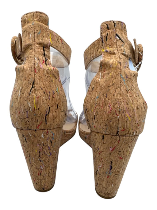 Pelle Moda Shoe Size 8 Beige & Multi Synthetic Cork Ankle Strap Wedges Beige & Multi / 8