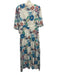 Oliphant Size XS White, Blue, Multi Cotton Embroidered Floral Half Sleeve Dress White, Blue, Multi / XS