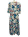 Oliphant Size XS White, Blue, Multi Cotton Embroidered Floral Half Sleeve Dress White, Blue, Multi / XS