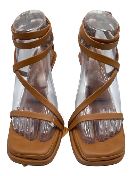 Tamara Mellon Shoe Size 38.5 Tan Leather Square Toe Strappy Ankle Strap Sandals Tan / 38.5