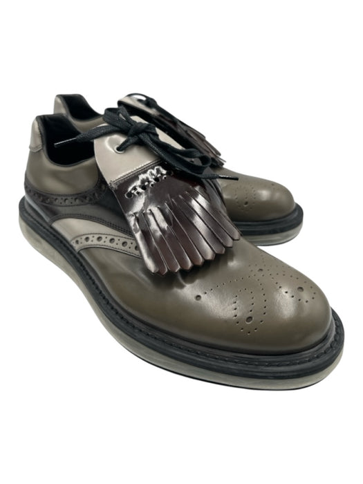 Prada Shoe Size 9.5 Gray & Brown Leather Tassel Dress Men's Shoes Gray & Brown / 9.5