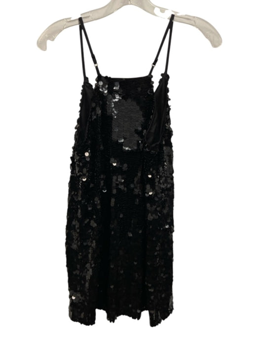 Walter Baker Size S Black Polyester Sequin V Neck Sleeveless Mini Dress Black / S