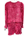 Love Shack Fancy Size L Pink Viscose Velvet Ruffle V Neck Mini Dress Pink / L