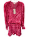 Love Shack Fancy Size L Pink Viscose Velvet Ruffle V Neck Mini Dress Pink / L