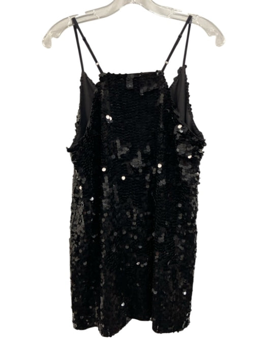 Walter Baker Size M Black Polyester Sequin V Neck Sleeveless Mini Dress Black / M