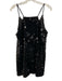 Walter Baker Size M Black Polyester Sequin V Neck Sleeveless Mini Dress Black / M