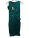 Badgley Mischka Size 2 Green Polyester Sequin Midi Ruffle Sheath Dress Green / 2